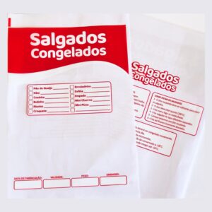 Saco Plástico PEBD Salgados Congelados Impresso 20x30x0,10